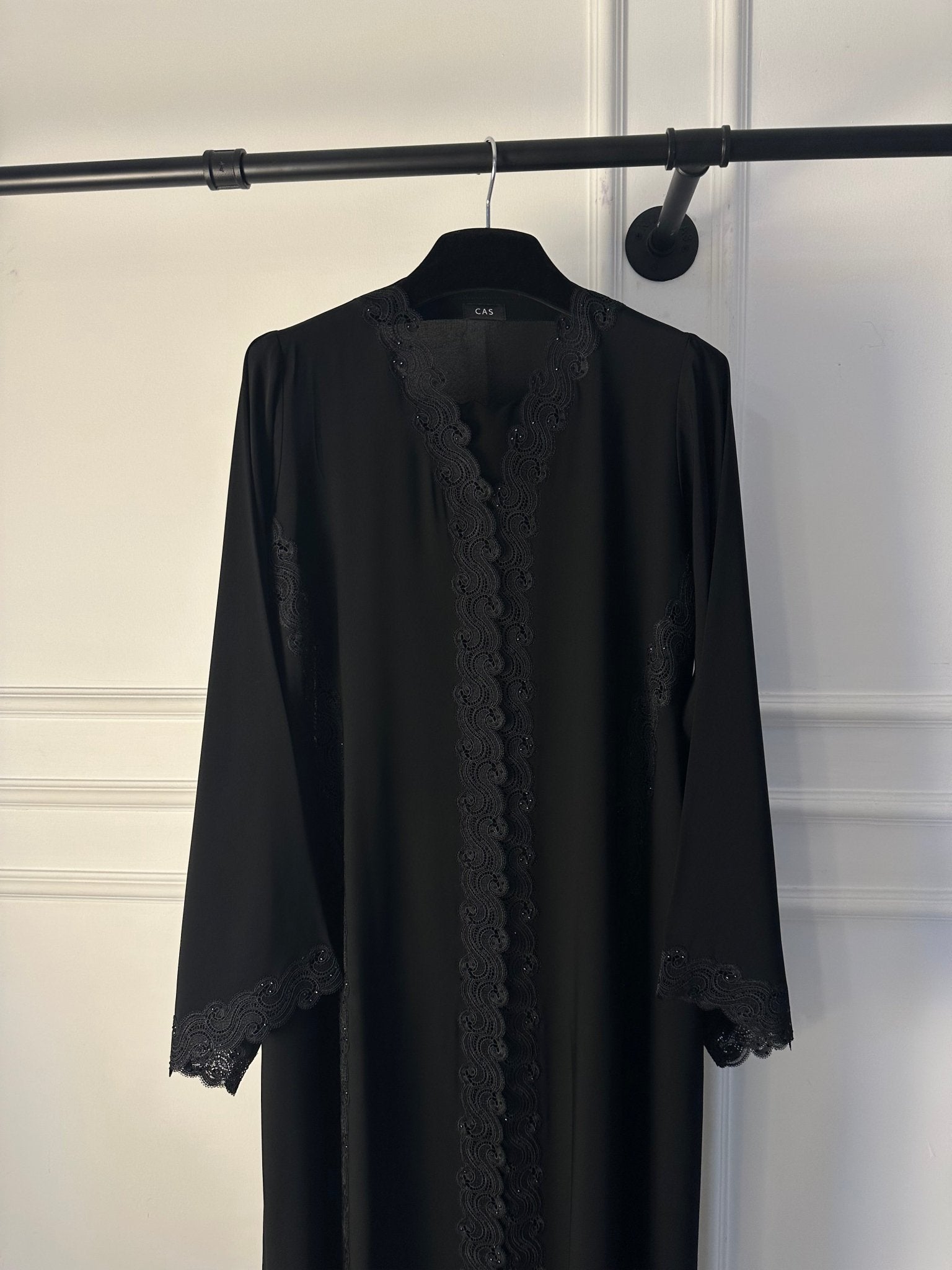 C RTW 1767 Black Lace Abaya