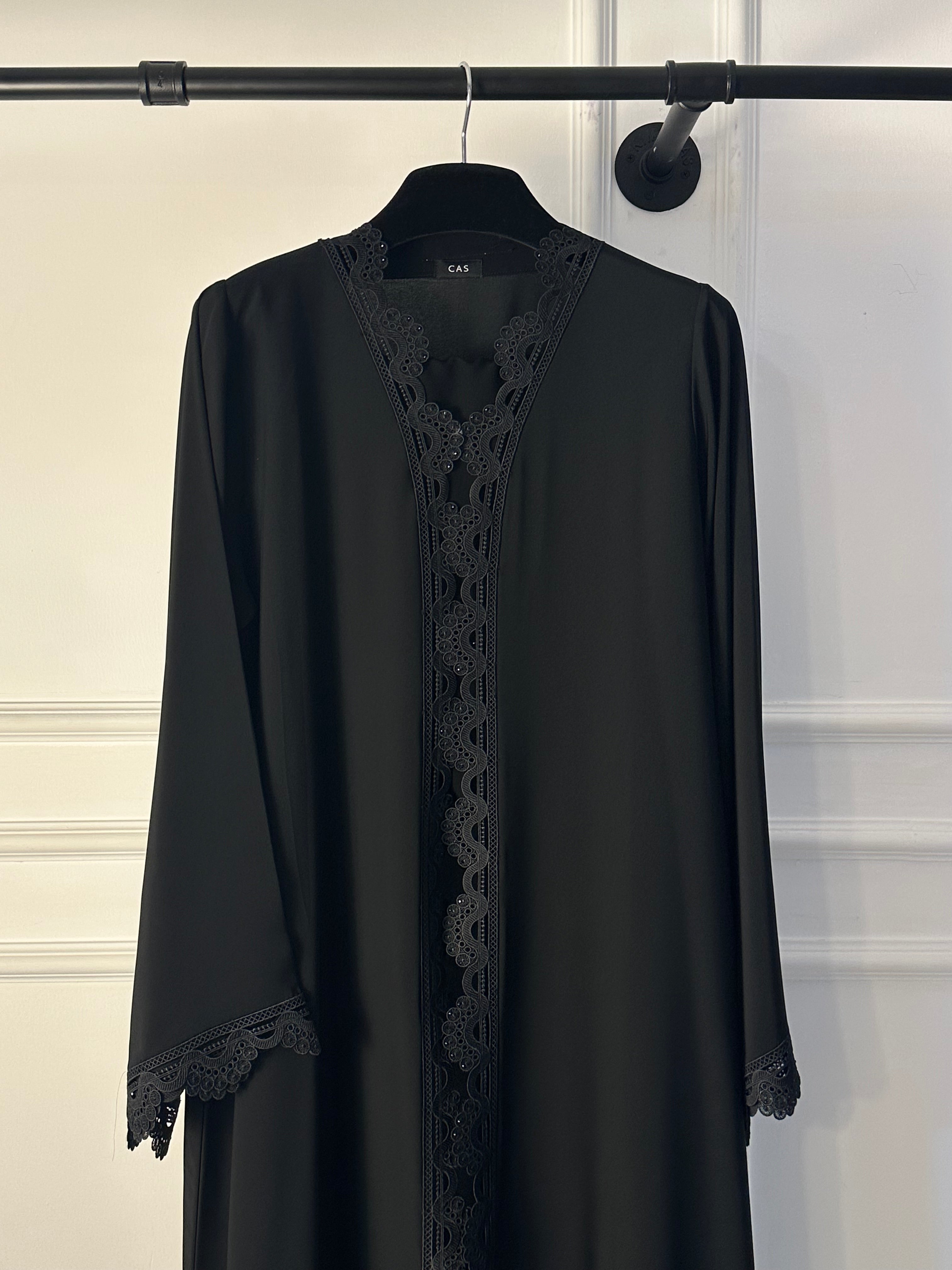 C RTW 1768 Black Lace Abaya