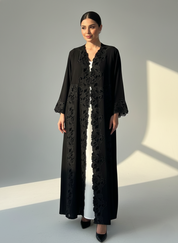 C RTW 1776 Black Velvet Lace Abaya