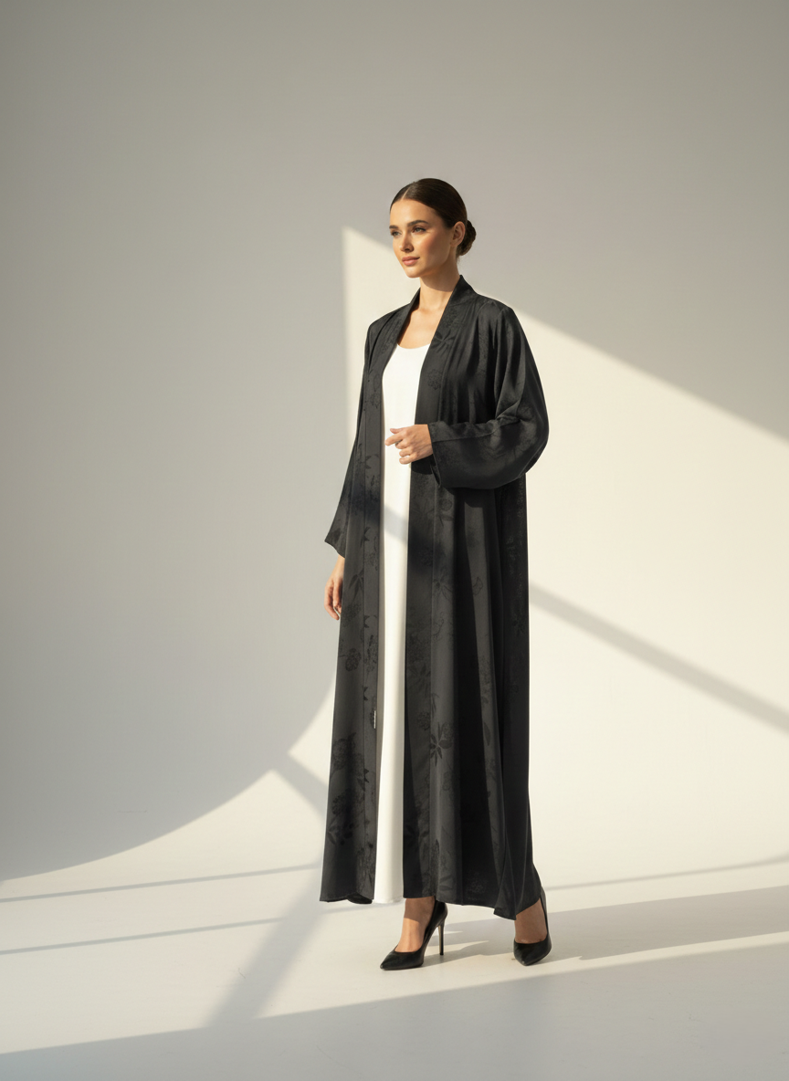 C RTW 1781-02 Grey Printed Abaya