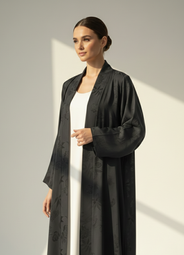 C RTW 1781-02 Grey Printed Abaya