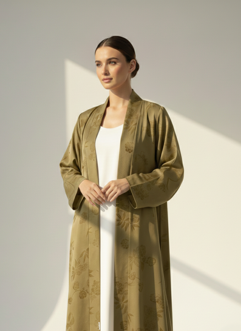 C RTW 1781-05 Bronze Gold Printed Abaya