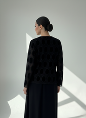 C RTW 1785 Black Velvet Dantel Abaya