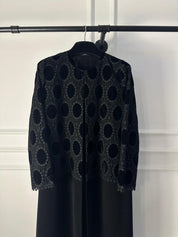 C RTW 1785 Black Velvet Dantel Abaya