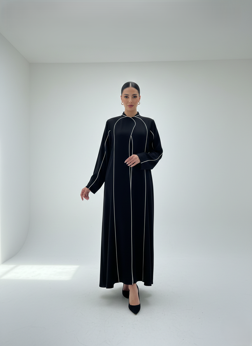 C RTW 1793 Black Striped Abaya