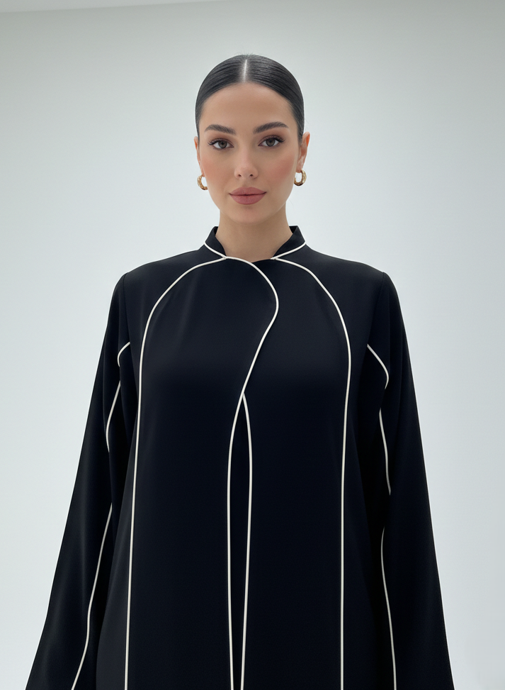 C RTW 1793 Black Striped Abaya
