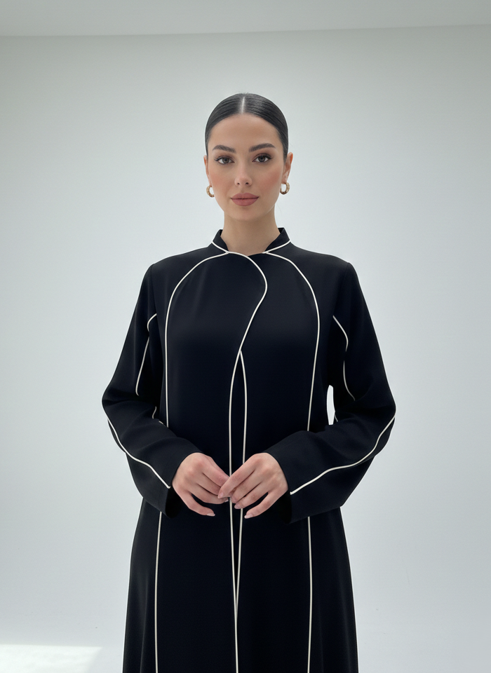 C RTW 1793 Black Striped Abaya