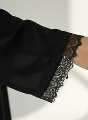 C RTW 1827 Black Crystal Lace Abaya