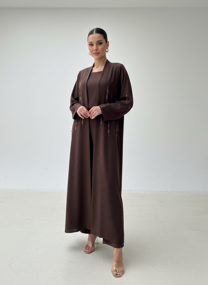 C RTW 1836 Brown Beaded Abaya