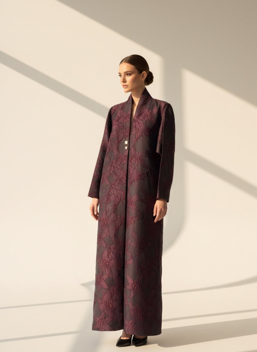 C RTW 1848 Burgundy Coat Abaya