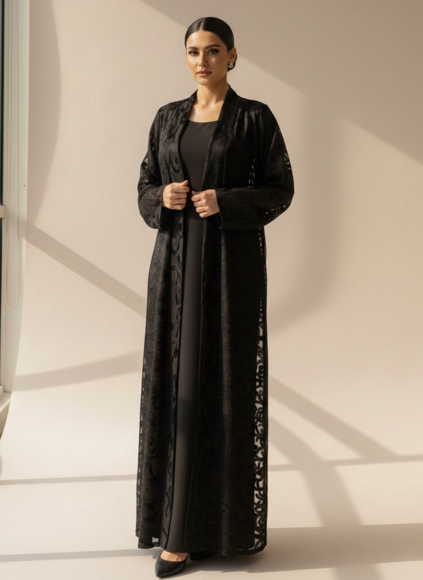 C RTW 1850 Black Velvet Abaya