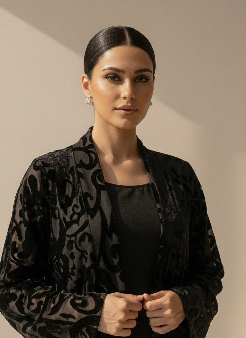 C RTW 1850 Black Velvet Abaya