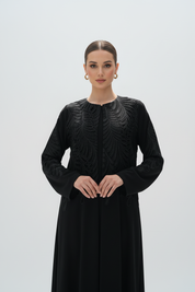 C RTW 1887 Black Velvet Dantel Abaya