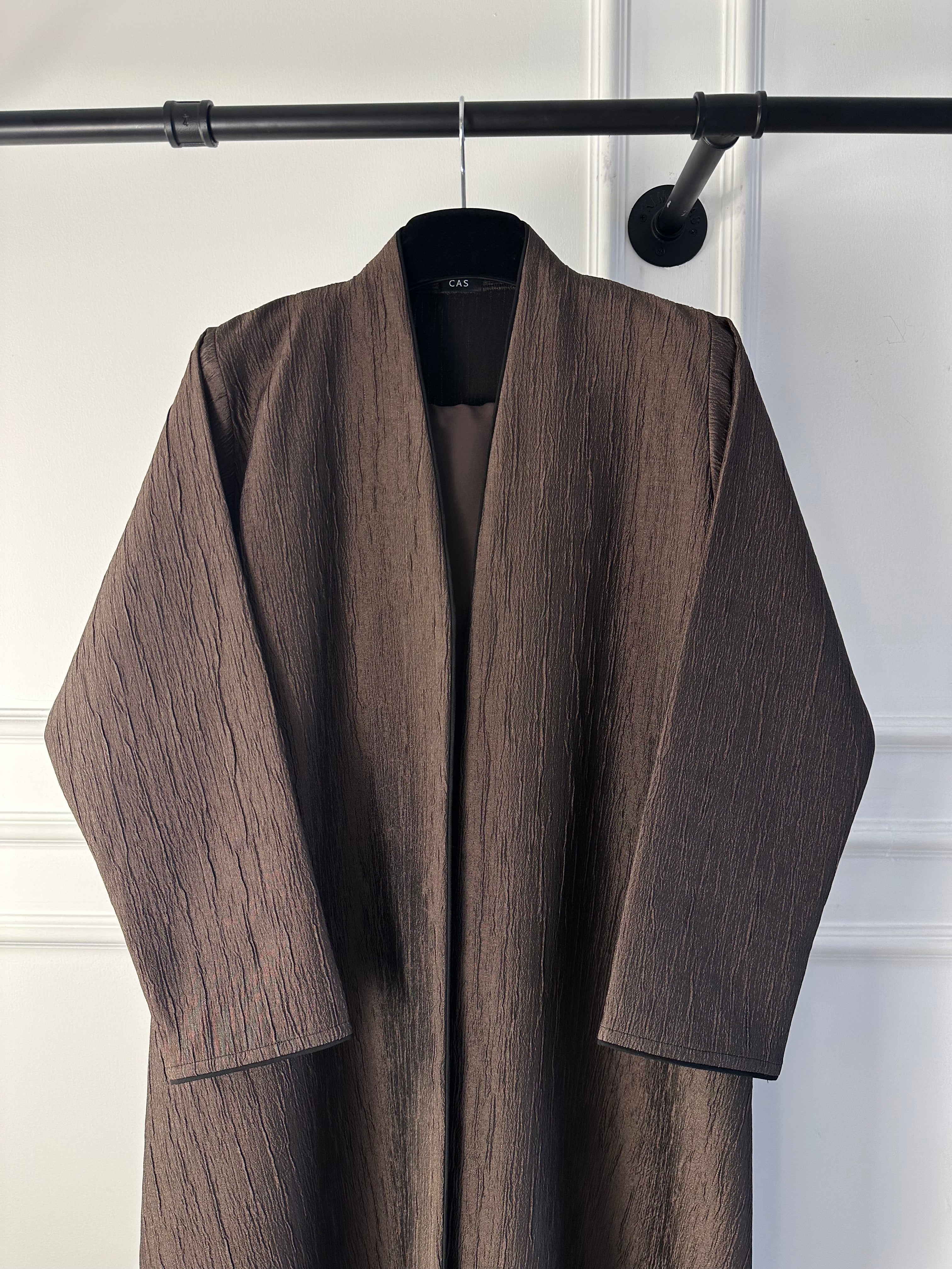 C RTW 1898-02 Caramel Brown Metallic Abaya