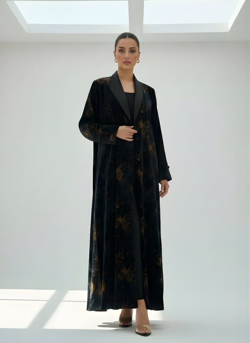 C RTW 1899-01 Muted Gold Butterfly Abaya
