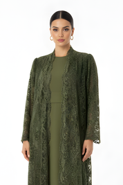 C RTW 1912-02 Light Olive Dantel Abaya