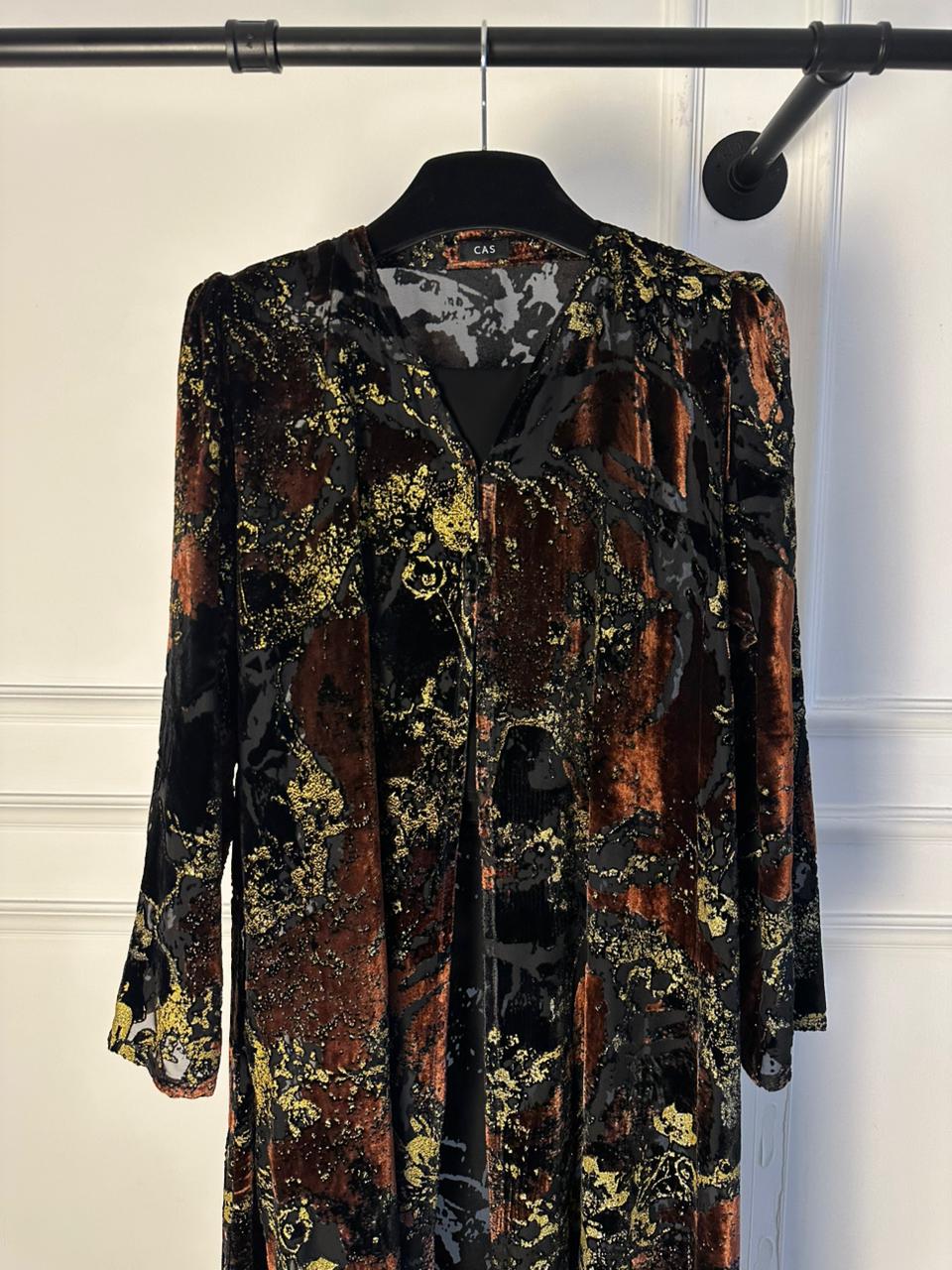 C RTW 1913-02 Dark Bronze Gold Dantel Abaya