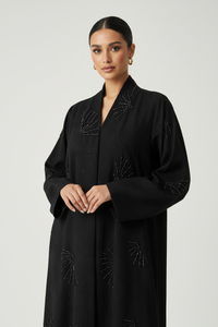 C 1916 Black Beaded Abaya - XS / 50