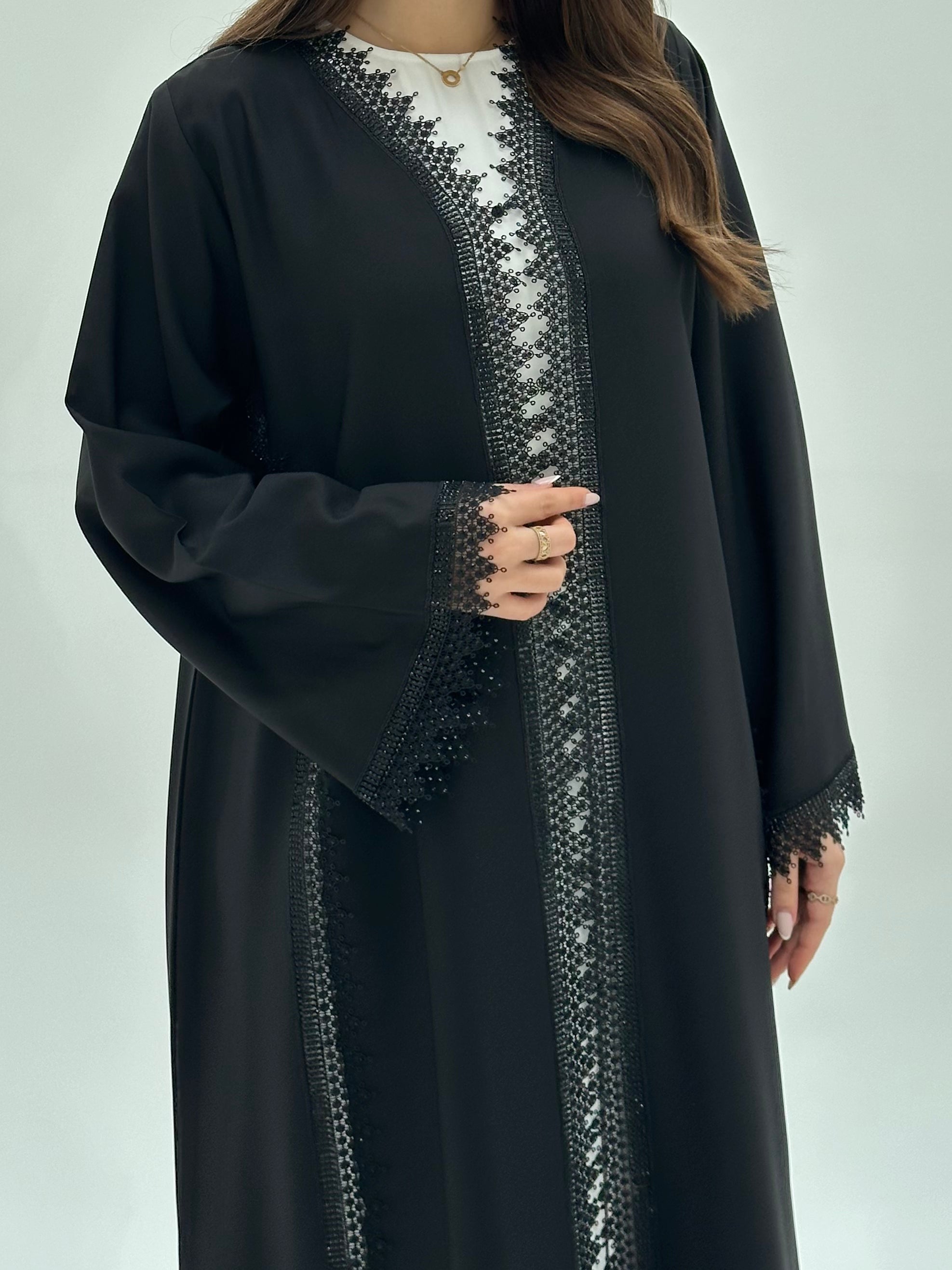 C RTW 1937 Black Crystal Lace Abaya