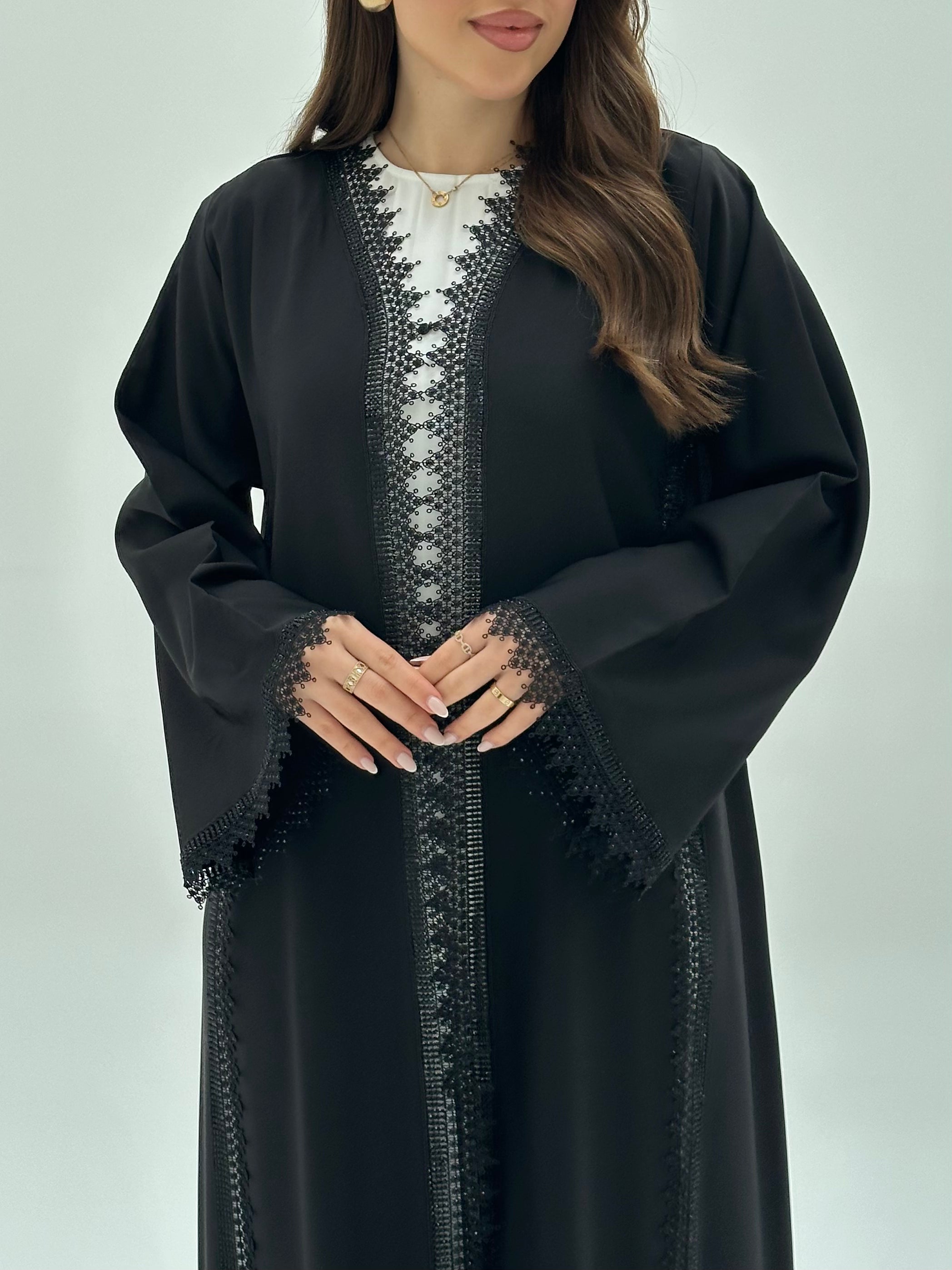 C RTW 1937 Black Crystal Lace Abaya