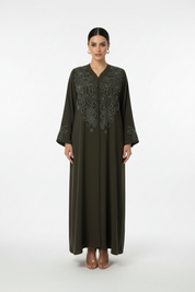 C RTW 1963 Olive Beaded Abaya