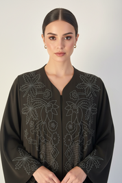 C RTW 1963 Olive Beaded Abaya