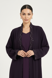 C RTW 1973-01 Dark Purple Beaded Abaya
