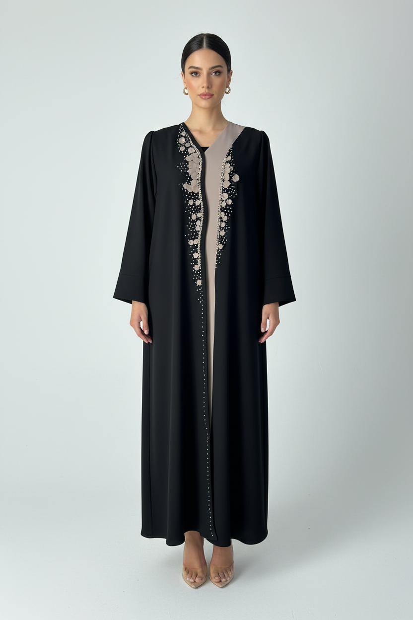 C RTW 1975 Black Beaded Abaya