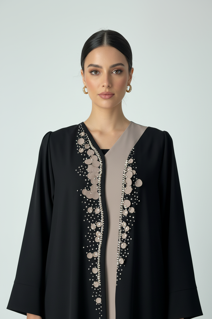 C RTW 1975 Black Beaded Abaya