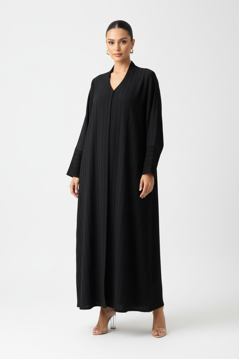 C RTW 1986 Black Lined Abaya