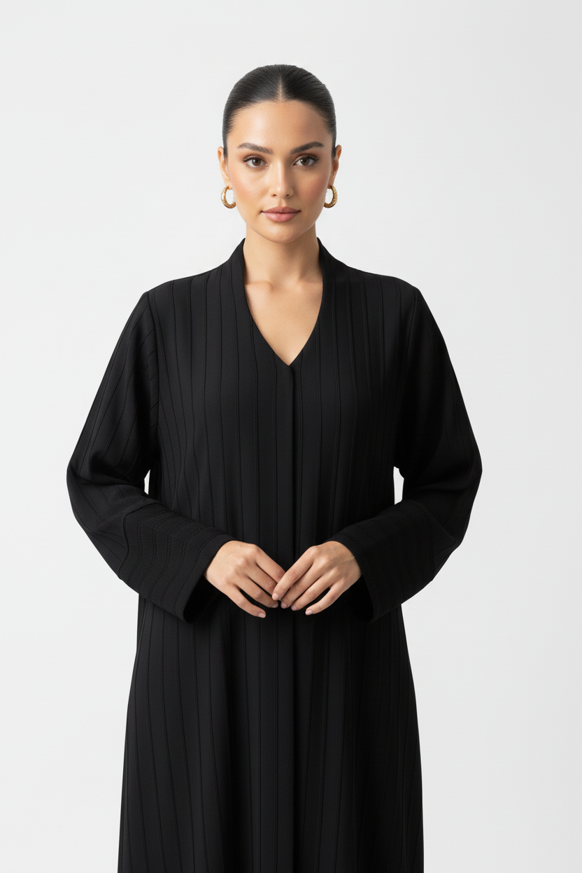 C RTW 1986 Black Lined Abaya