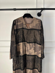 C RTW 1995 Brown Beaded Lace Abaya
