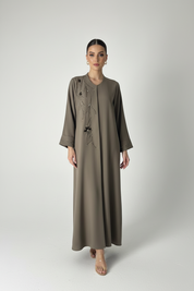 C RTW 2006 Dark Taupe Beaded Abaya
