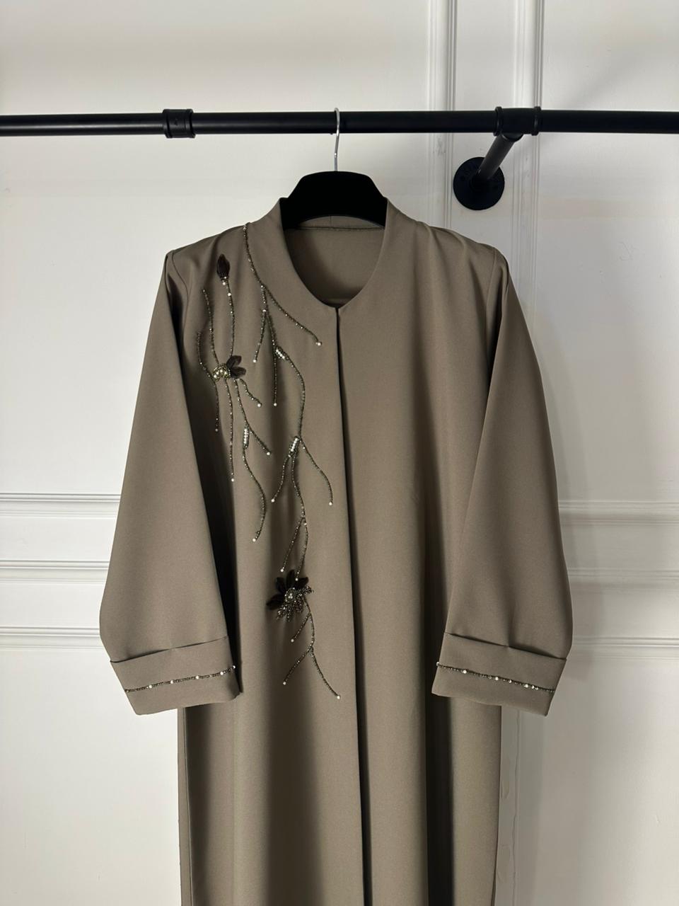 C RTW 2006 Dark Taupe Beaded Abaya