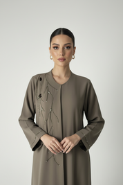 C RTW 2006 Dark Taupe Beaded Abaya
