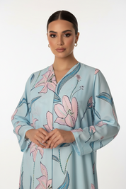 C RTW 2012 Light Blue Floral Abaya