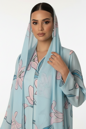 C RTW 2012 Light Blue Floral Abaya