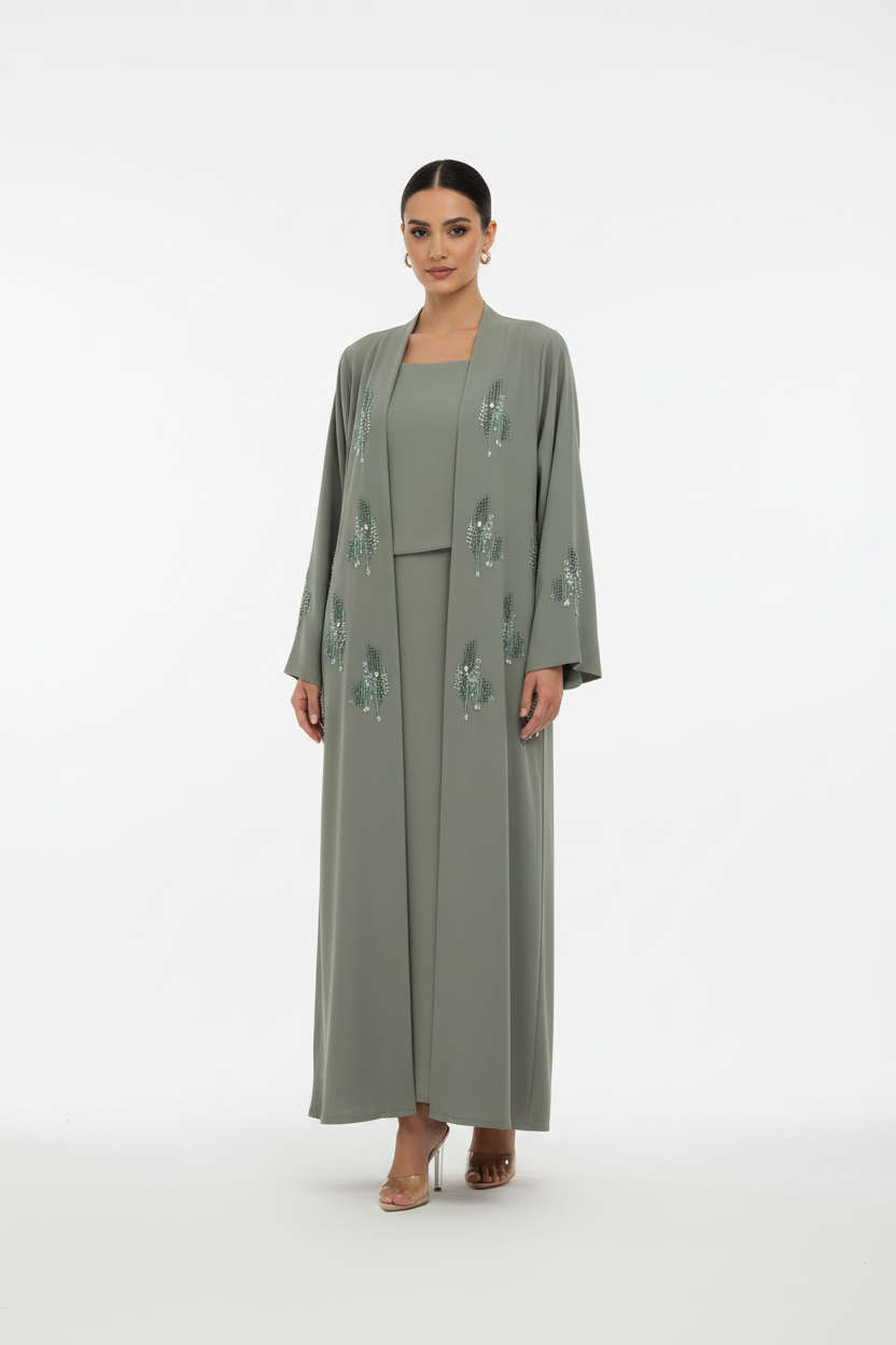 C RTW 2018 Jade Green Beaded Abaya