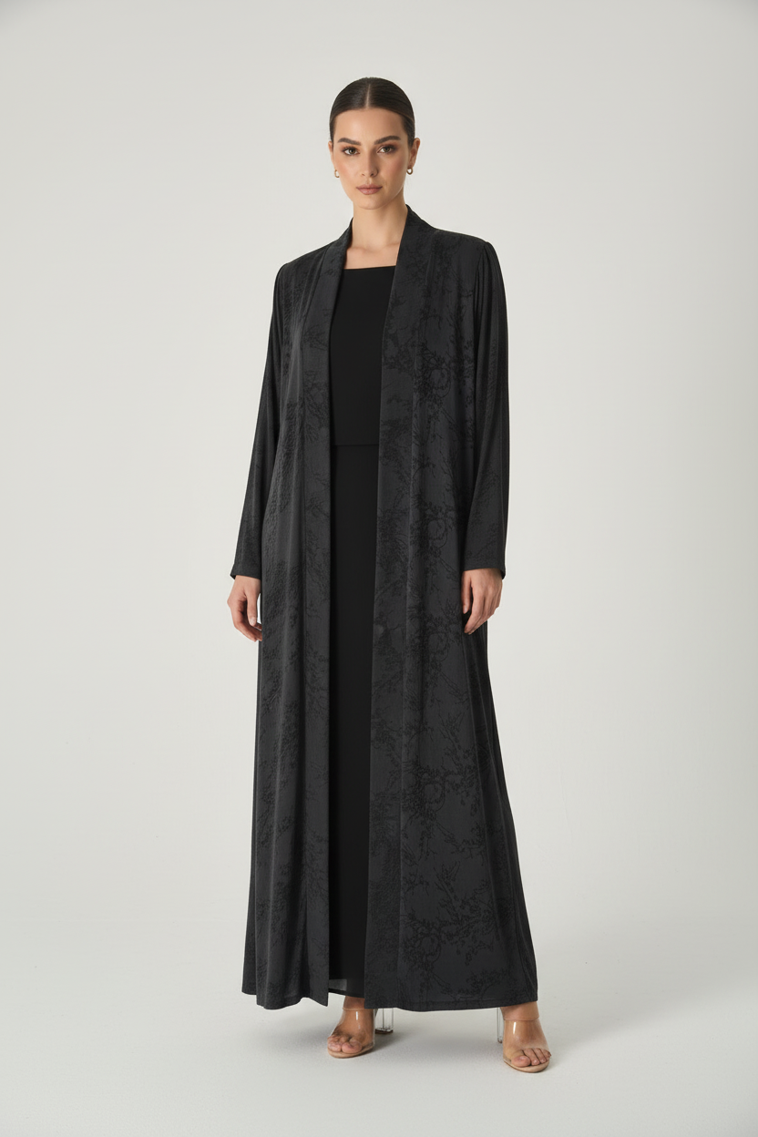 C RTW 2030-02 Premium Black Floral Abaya