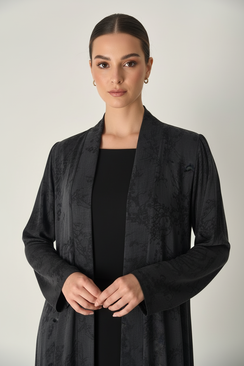 C RTW 2030-02 Premium Black Floral Abaya