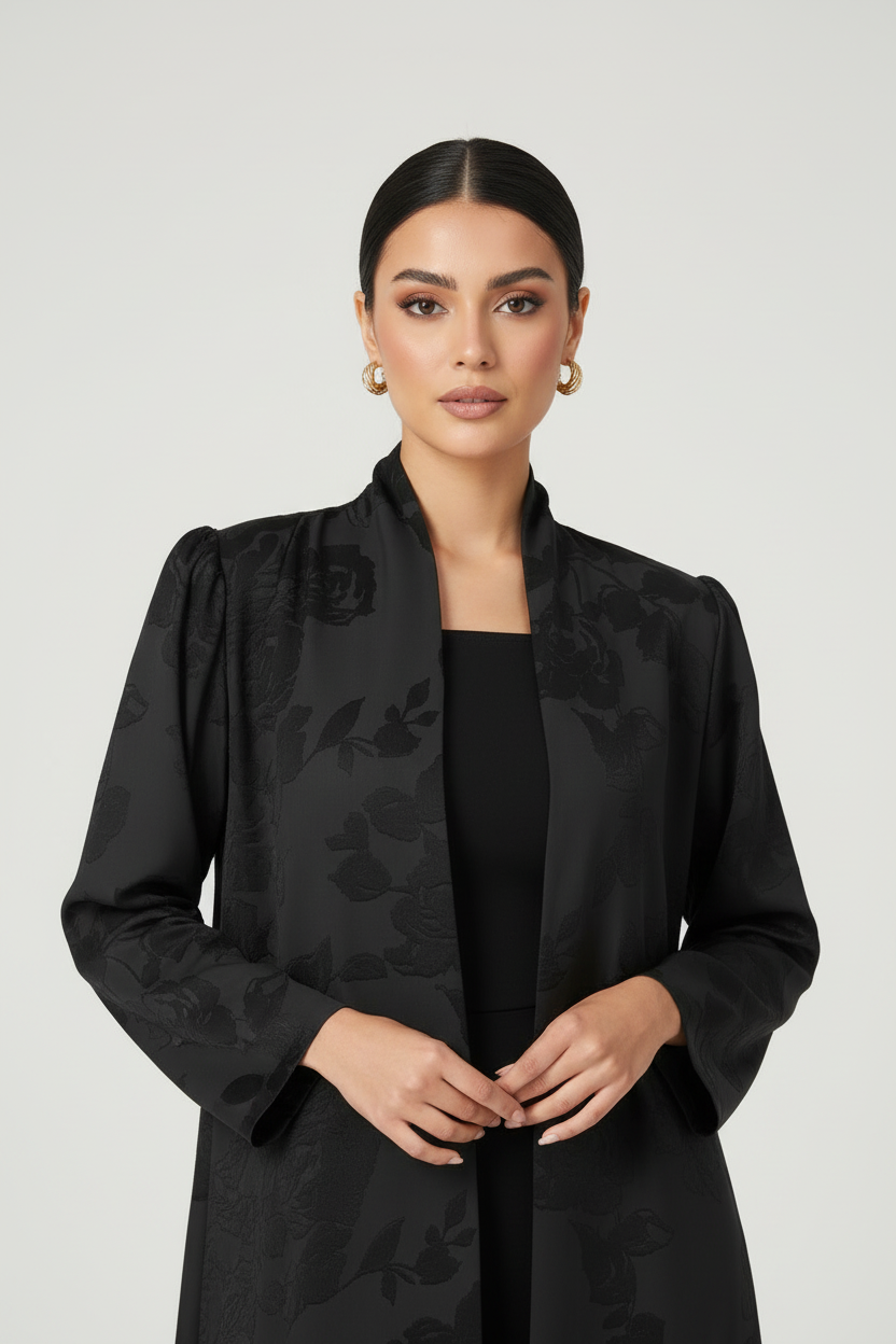 C RTW 2101 Black Floral Abaya