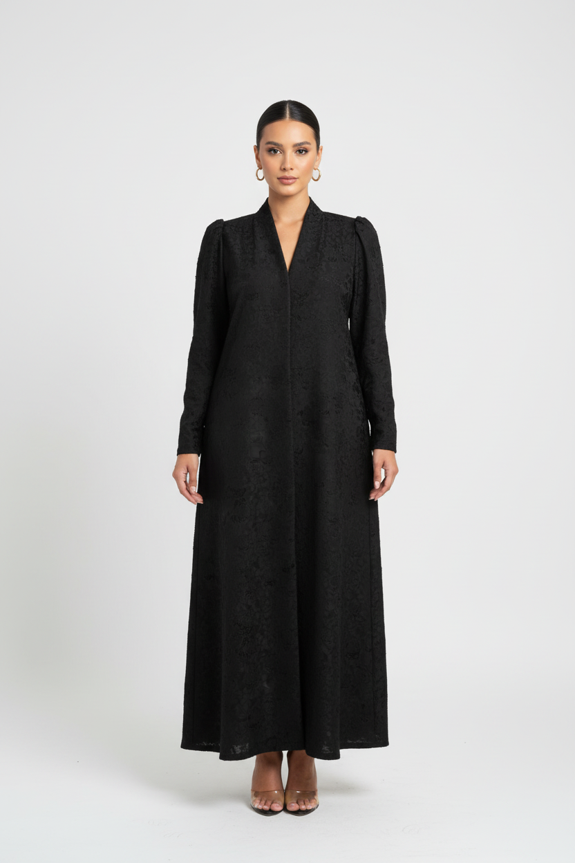 C RTW 2107 Black Work Abaya