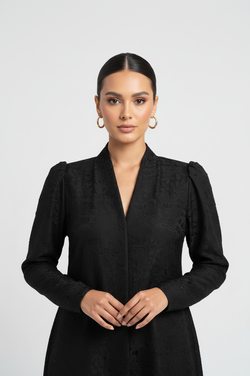 C RTW 2107 Black Work Abaya