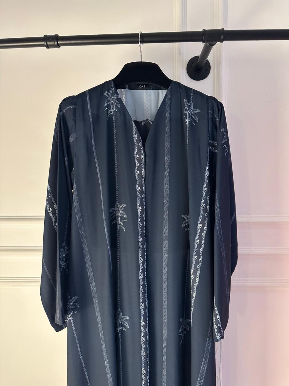 C RTW 2133 Navy Blue Printed Abaya