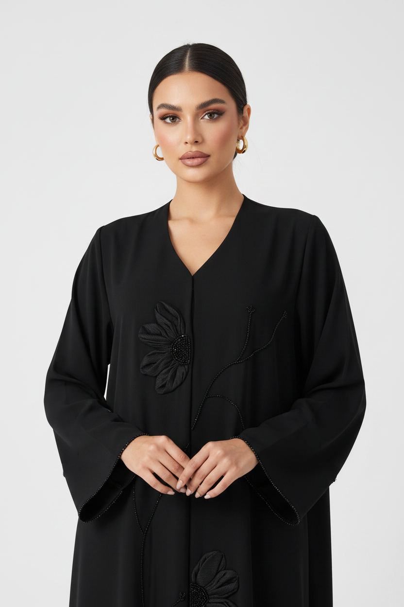 C RTW 2147 Black Beaded Abaya