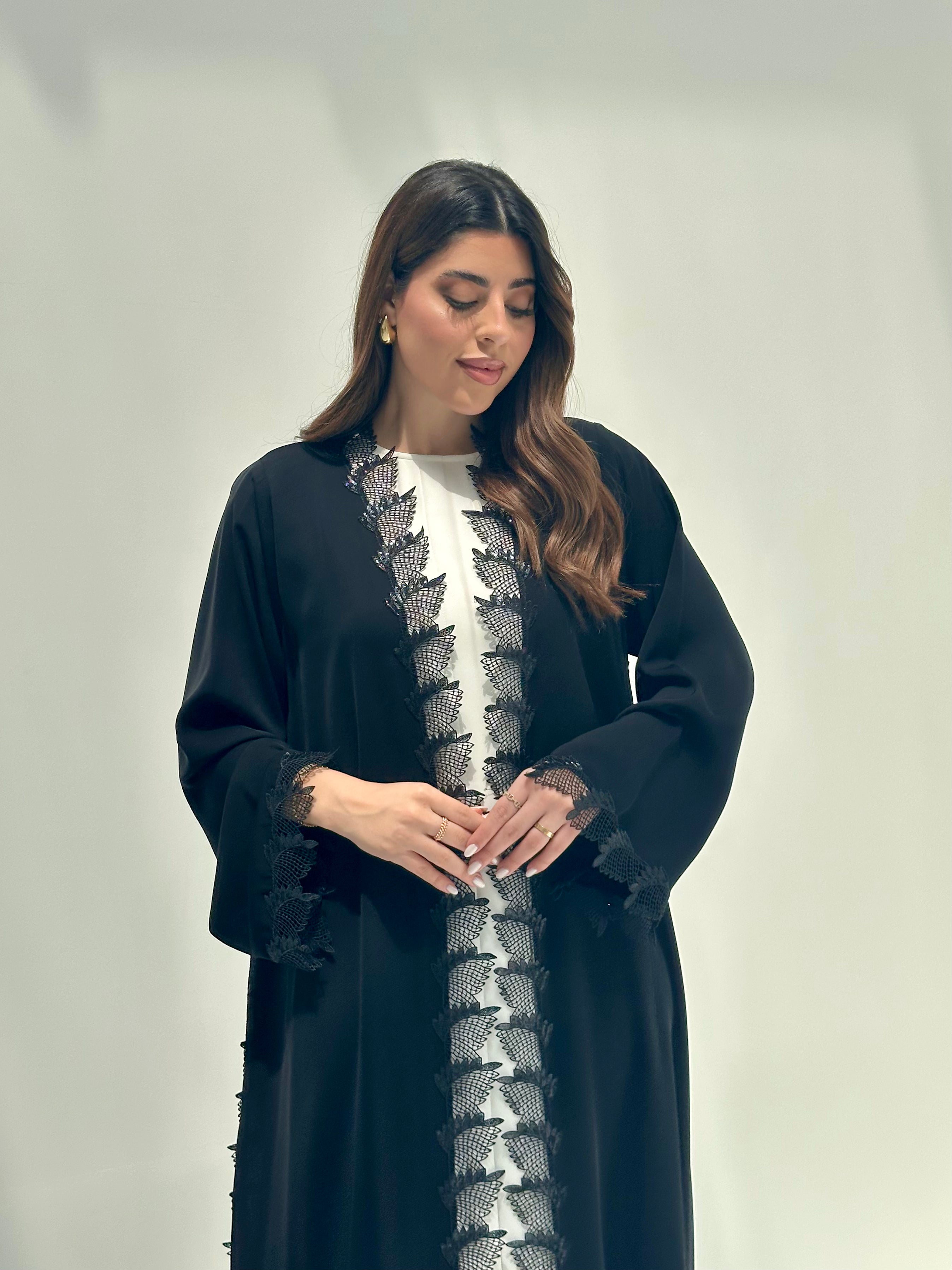 C RTW 2156 Black Lace Eid Abaya