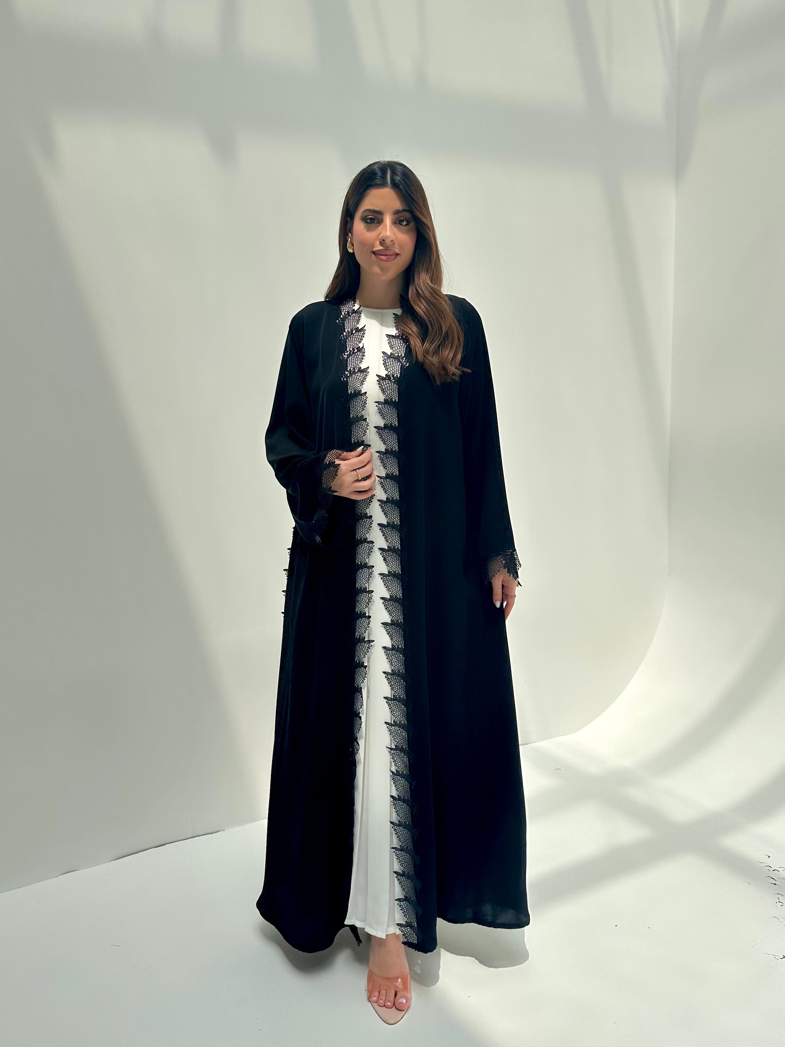 C RTW 2156 Black Lace Eid Abaya