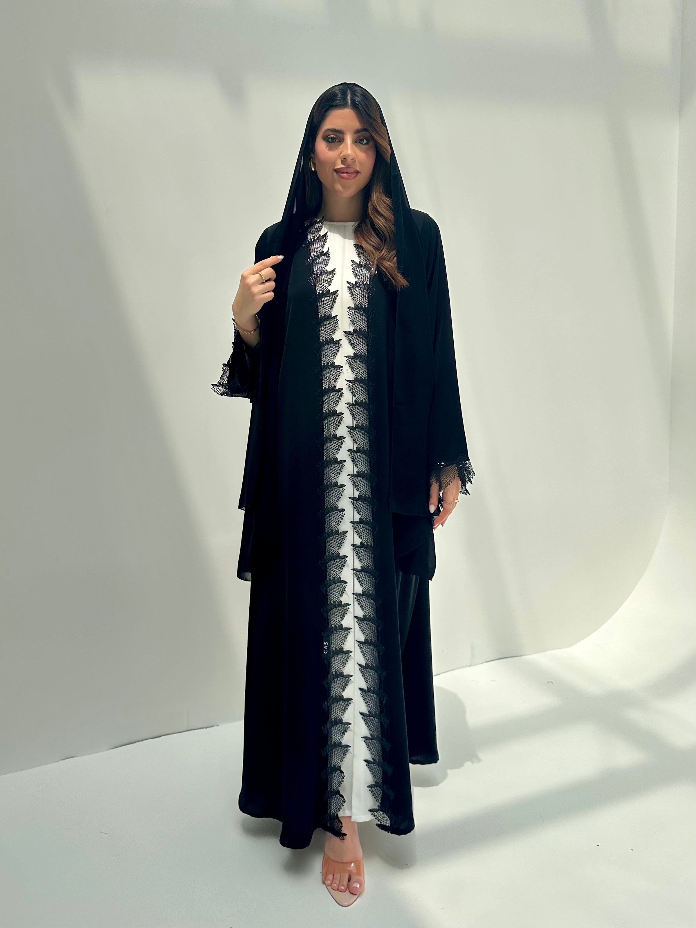 C RTW 2156 Black Lace Eid Abaya