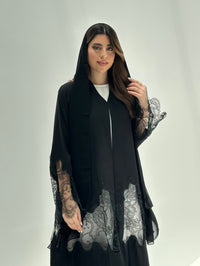 C RTW 2174 Black Dantel Eid Abaya - L / 56