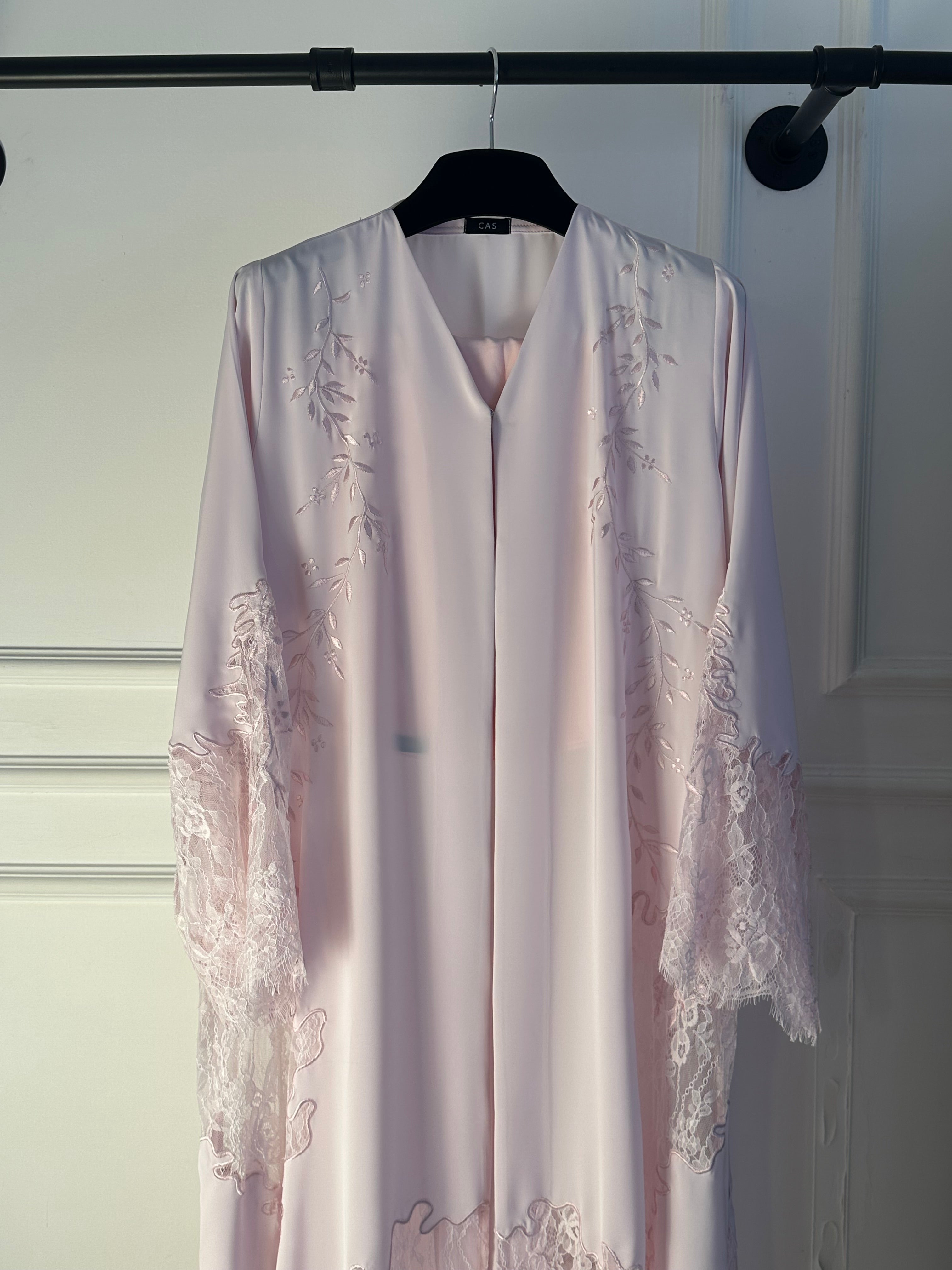 C RTW 2177-02 Baby Pink Dantel Abaya